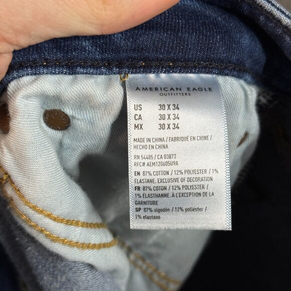 American Eagle Jeans Mens 30x34 Blue Athletic Fit Stretch Dark Wash Denim Pants - Picture 3 of 14